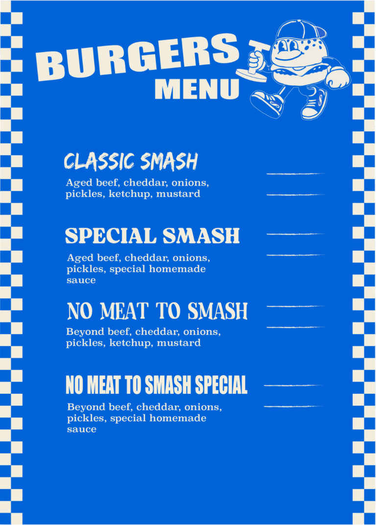 menu Smash 'n Dash
